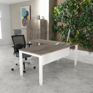 Bureau d'angle Tempo - Mobel Linea. - Blanc 9010, 180, Oui, Chêne grisé_0