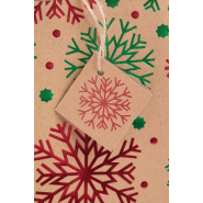 Sac cadeau Noël en papier kraft recyclé - motif estampillé, poignées rondes et étiquette cadeau - 140 g/m²_2