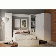 Composition angle lit escamotable blanc - Dynamo Sofa avec canapé noir 140x200 cm - 351x100 cm_2