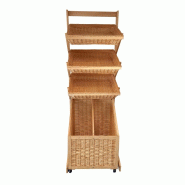 Présentoir bois osier Boulpat sur roulettes -_2