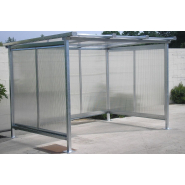 Abri bus sur mesure - Toit plat avec pente arrière 5% - Série AP - Poteaux métalliques anti-corrosion_2