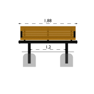 Banc public City Form réf 8042480 - Hags avec accoudoir - Brun/noir - Scellement béton_2