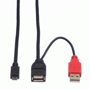 Roline câble usb 2.0 en y, 2x type a (m/f) - micro b m, 1 m_2