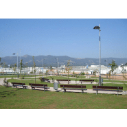 Banc public Cantábrico UM381 - piètement en fonte ductile traité anticorrosion avec lattes en bois tropical_2