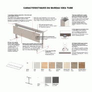 Bureau Idea Tube avec caisson - Quadrifoglio - 160, Anthracite, Orme, Droite, 3 tiroirs_2