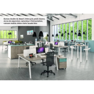 Bureau double STEELY - L120 cm - Double face - Pieds carbone - Plateau imitation Erable - neuf - Panneaux de particules mélaminés haute résistance_2