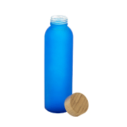 Gourde en verre givré - bouchon en bambou - 500 ml - couleur bleue_2