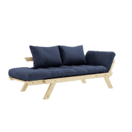 Banquette méridienne convertible futon BEBOP en pin naturel - Coloris bleu marine - Couchage 75x200 cm_2