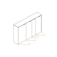 Armoire mi-haute push open laquée Ostara O5 - L184 x H130 cm - 4 compartiments et espace ouvert finition bois_2