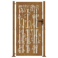 Vidaxl portail de jardin 105x180 cm acier corten design de bambou 153242_2