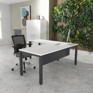 Bureau d'angle Tempo - Mobel Linea. - 180, Anthracite, Blanc, Oui_0