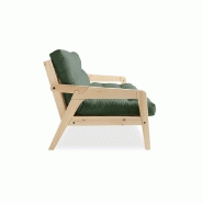 Canapé convertible futon Grab en pin naturel - Coloris vert olive - Couchage 130 x 190 cm - Style scandinave_2
