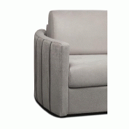 Canapé-lit convertible express CAPRI - Couchage 140x197 cm - Sommier à lattes, matelas 16 cm haute résilience, accoudoirs stylisés - Velours gris clair_2