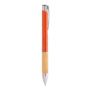 Stylo bille écologique en paille de blé - grip bambou - encre bleue - couleur orange_2