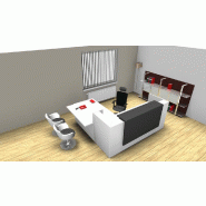 Bureau d'accueil angle Z2 avec accès bas sur le côté - Officity. - Gris ombre, Gauche, Blanc_0