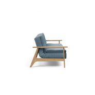 Innovation Living - Canapé lit design Dublexo Frej - Tissu Soft Indigo - Convertible 115x210 cm avec accoudoirs en bois_2