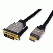 ROLINE Câble pour écran DVI (24+1) - HDMI, M/M, noir/argent, 1 m_2