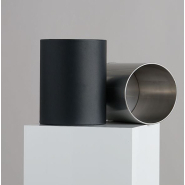 Corbeille de luxe noire - ronde - en simili-cuir avec doublure amovible en acier inoxydable_2
