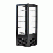 Vitrine réfrigérée à pâtisserie sur roulettes avec 4 côtés vitrés et 5 étagères - couleur noire_2
