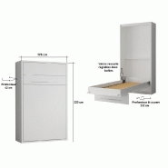 Armoire lit escamotable Mykonos en pin - Couchage 160x200 cm - Design chic et ouverture assistée_2