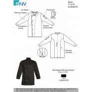 Albanlp001 - Veste de cuisine SNV - manches longues, pressions bronze, aération sous les bras, poly/coton 210 grs_2