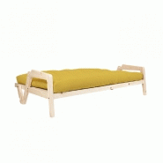 Canapé convertible futon GRAB - Pin naturel - Coloris miel - Couchage 130 x 190 cm - Style scandinave_2