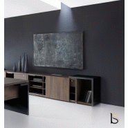 Crédence basse Mito - MDD - Sycomore clair, Noir brillant