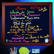 Ardoise lumineuse LED - Cadre bois ou blanc - Parfaite pour menus de restaurants_2