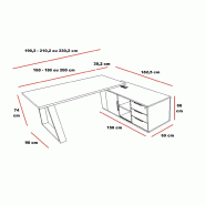 Bureau avec meuble d'angle Pyramid - 190, Blanc, Droite_2