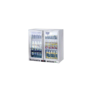 Arrière-bar 2 portes vitrées inox - 208 litres - 900x520x900 mm - Thermostat électronique - Éclairage LED - Référence C2BI_2