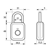 Cadenas électronique digital rouge - Capteur d'empreinte digitale - Rechargeable USB - THIRARD_2