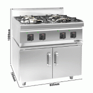 Cuisinière à gaz - 23 kW - 4 brûleurs - incl. Soubassement avec 2 portes  - Mario 700 | GGM -GHK800-E-UBK800-E_2