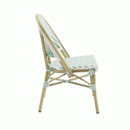 Paris - Chaise de bistrot en rotin synthétique bambou-blanc/vert pastel_2