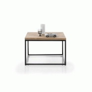 Table basse industrielle rectangulaire 70 cm - Chêne massif et métal noir laqué epoxy_2