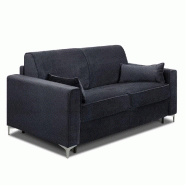 Canapé convertible express Jackson 140cm - sommier lattes bois, velours bleu navy, matelas 16 cm_2