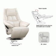 Fauteuil relax électrique KILLEM - Bi-moteur - Coloris mastic - Piètement pivotant inox - Design contemporain_2