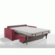 Canapé convertible 3-4 places Excellence - Tweed rouge - Sommier à lattes mécanique Renatonisi - Matelas memory 18 cm inclus - Couchage 160 x 197 cm_2