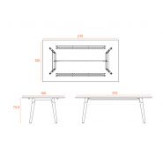 Table polyvalente Arena - 215x120x73.5 cm - Plateau mélaminé bleu - Structure blanche avec pieds en hêtre massif_2