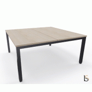 Bureau 2 personnes Tempo avec passe-câbles  - Mobel Linea - 120, Anthracite, Acacia clair_3