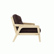 Canapé convertible futon GRAB - Pin massif naturel - Coloris marron - Couchage 130 x 190 cm - Style scandinave_2