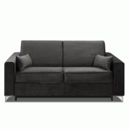 Canapé convertible express Jackson 140cm - sommier lattes - tête de lit intégrée - polyuréthane marron - matelas 16 cm_2