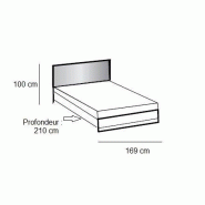 Lit Portland style industriel - 160 x 200 cm - Chêne poutre et tête en synthétique vieilli_2