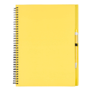 Bloc-notes à spirales - 80 pages non lignées en papier recyclé - Stylo bille assorti - Format A4 - Couleur jaune_2