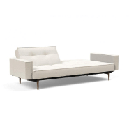 Canapé convertible Splitback Styletto avec accoudoirs - pieds fuseau chêne noyer - tissu bouclé Off White - couchage 115x210 cm_2