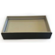 Boîte articulée / présentoir - multifonction en carton 20/10ème avec papier Balacron noir et impression numérique_2