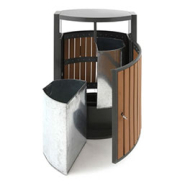 Corbeille publique avec porte verrouillable - OGMA - 2 bacs acier galvanisé - 2 x 39L_2