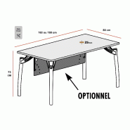 Bureau pour manager Rock 3 - Mobel Linea - 180, Chromé, Acacia clair_2