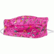 Masque lavable en soie imprimée foule - doublé coton - rose - Made in France - référence 30204.01.1_2