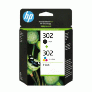 Pack de 2 cartouches d'encre noire/3 couleurs authentiques HP 302_2