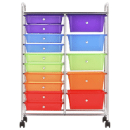 Vidaxl chariot rangement mobile à 15 tiroirs xxl multicolore plastique 320410_2